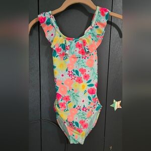Cat & Jack Floral Swimsuit with Ruffles